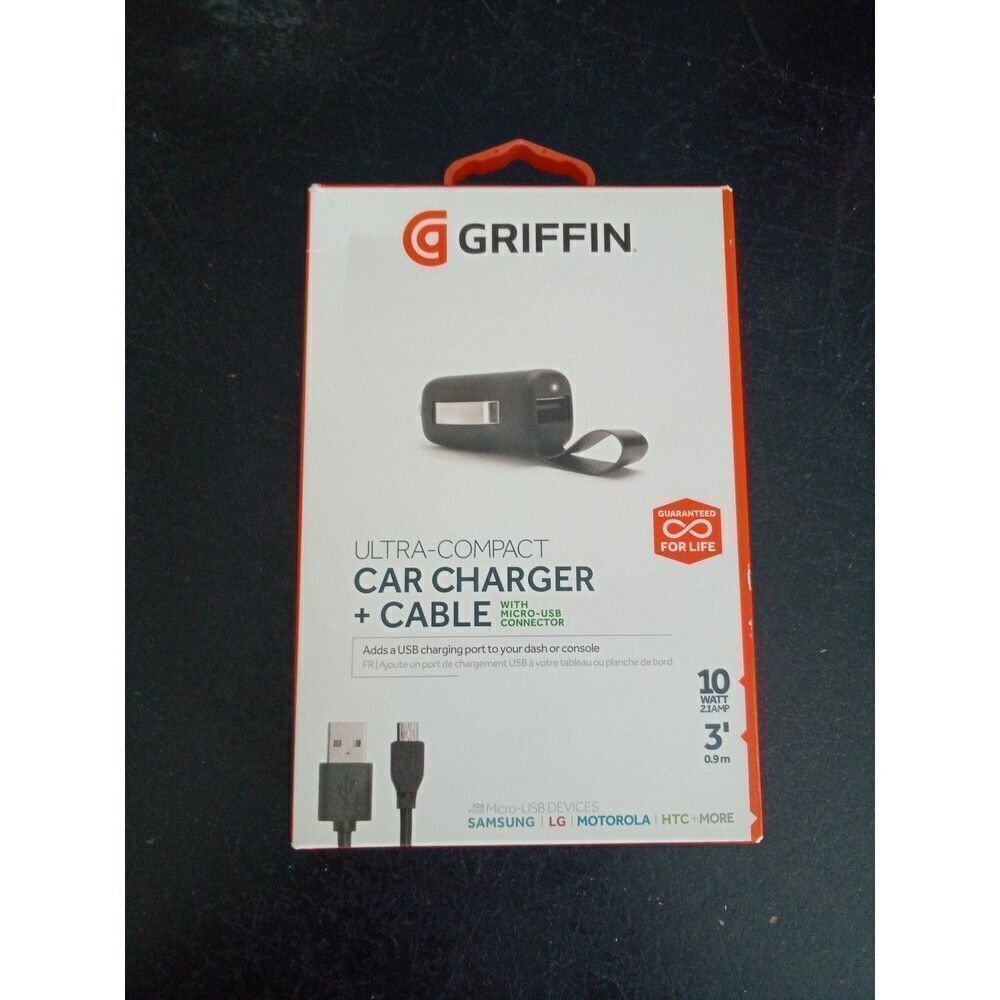 Ultra compact car charger+ cable 3' Griffin